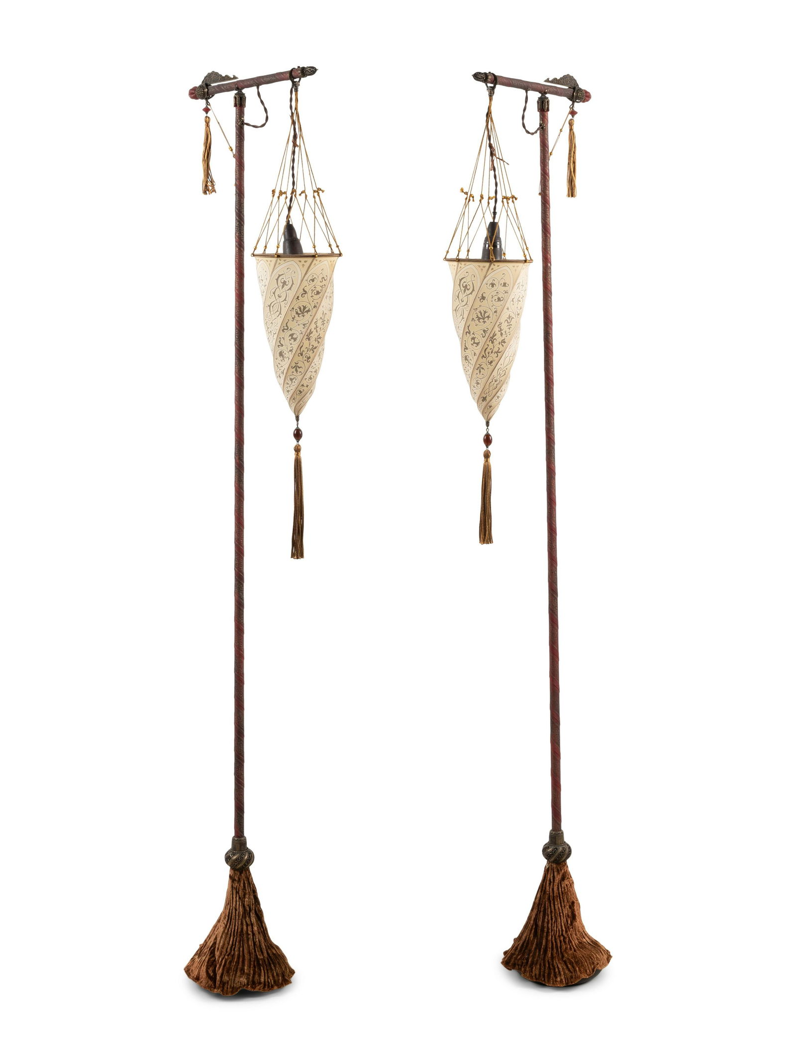 A Pair of Fortuny Cesendello Silk Floor Lamps (1 of 12)