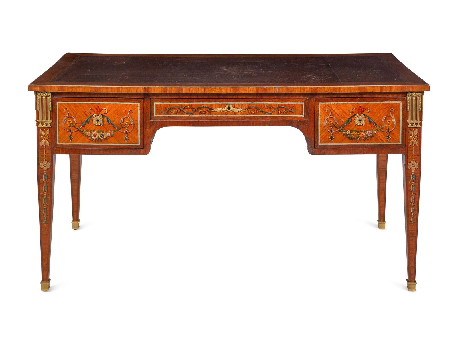 A French Neoclassical Style Gilt Bronze Mounted and Painted Bureau Plat (1 of 12)