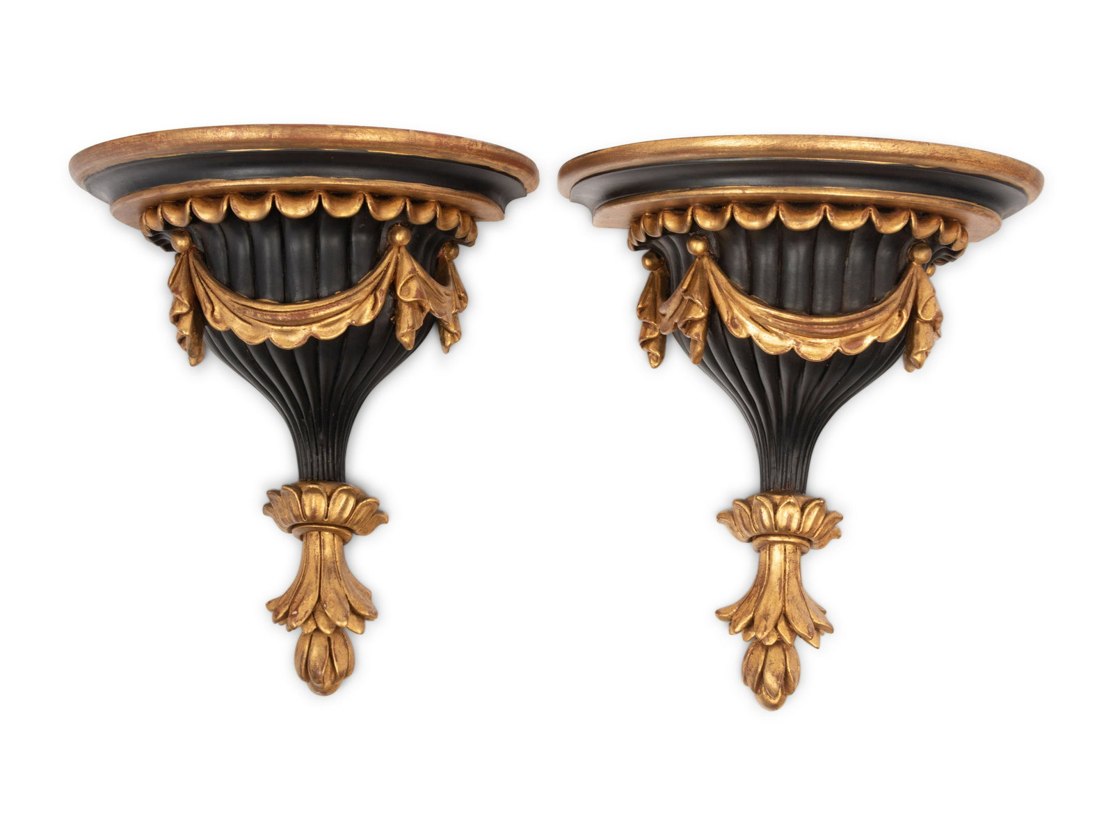 A Pair of Italian Parcel Gilt and Ebonized Wall Brackets (1 of 9)