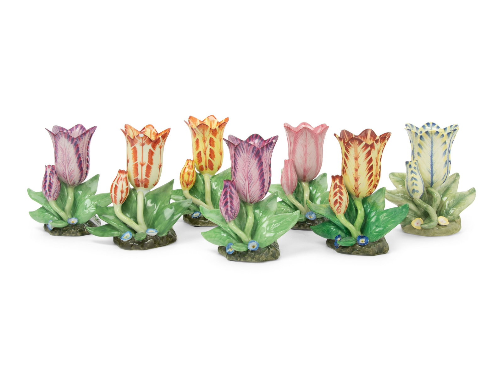 A Set of Seven Mottahedeh Porcelain Tulip-Form Vases (1 of 10)