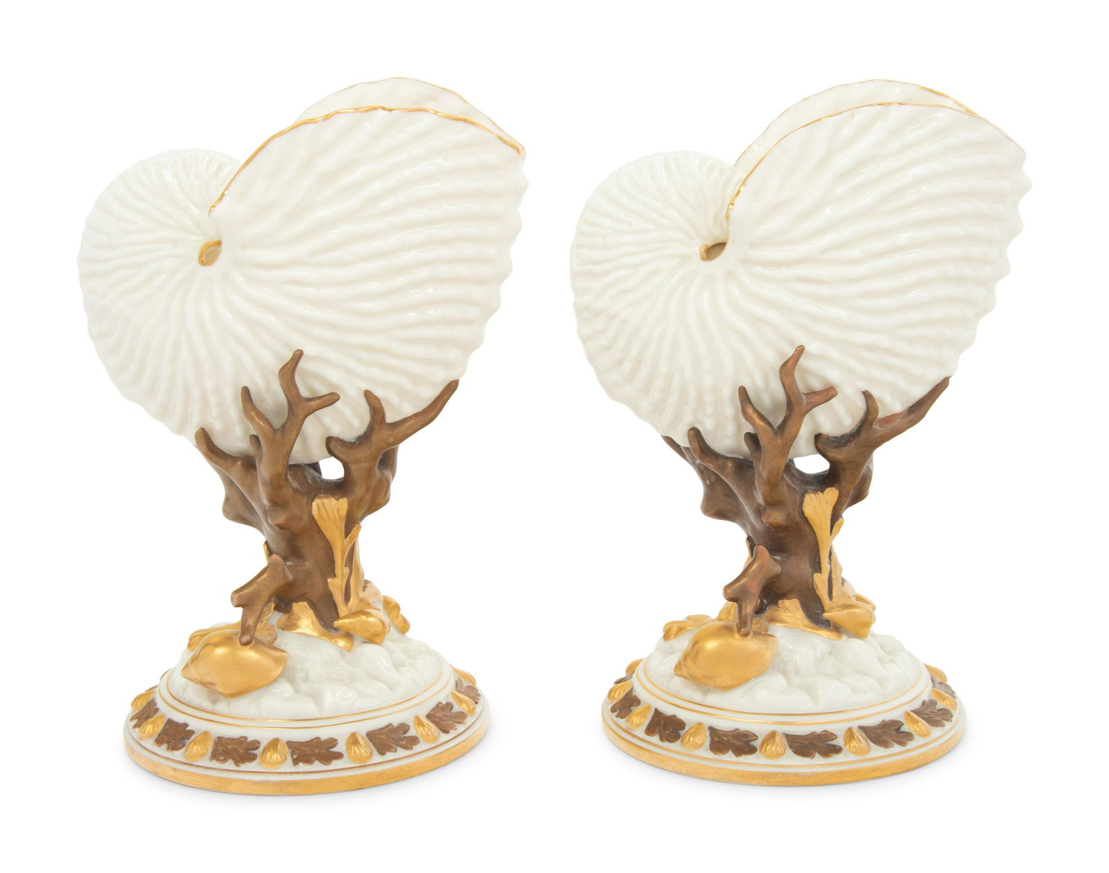 A Pair of Royal Worcester Porcelain Nautilus-Form Ornaments (1 of 10)