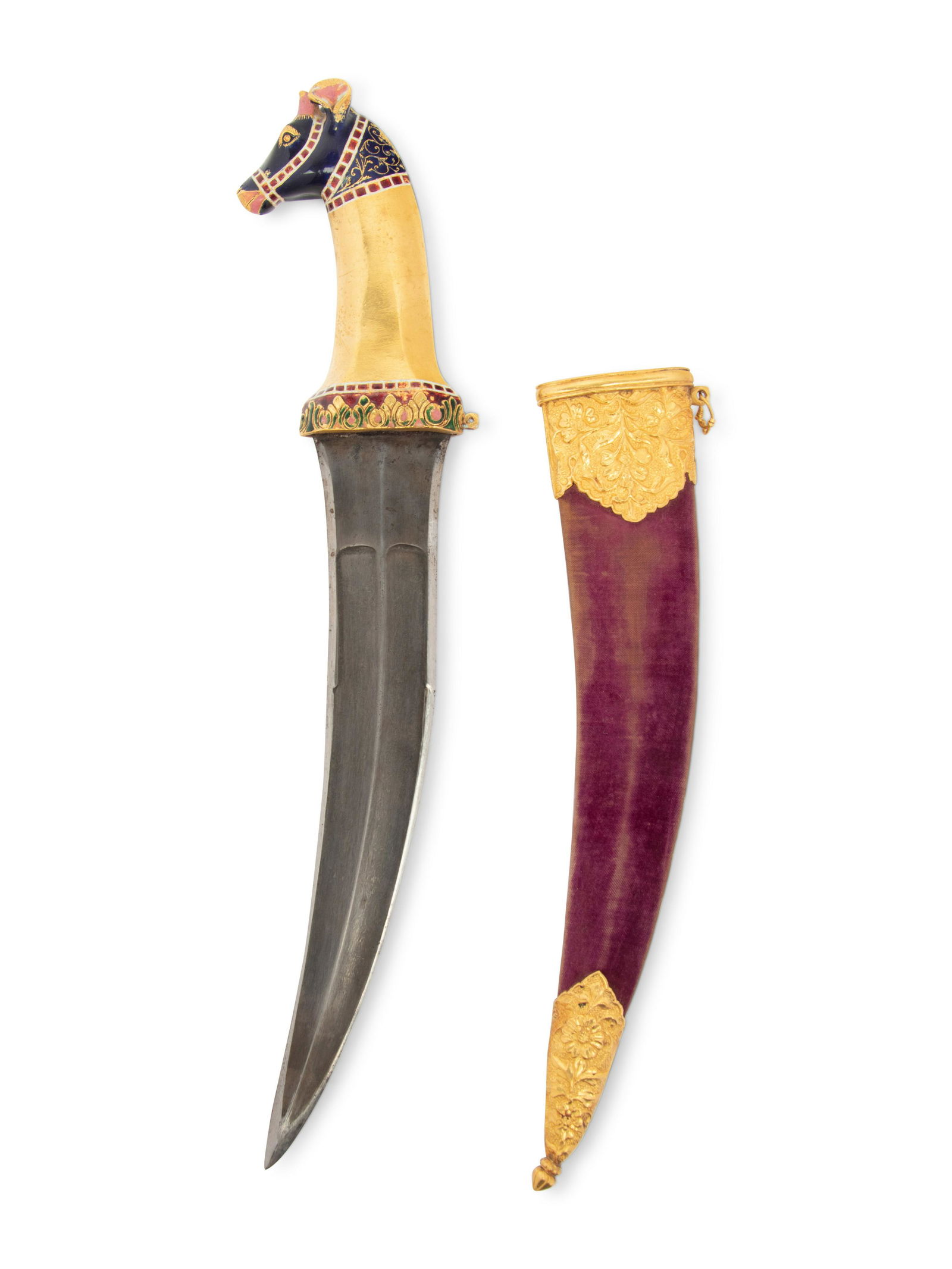 A Mughal Yellow Gold and Enameled Dagger (1 of 9)