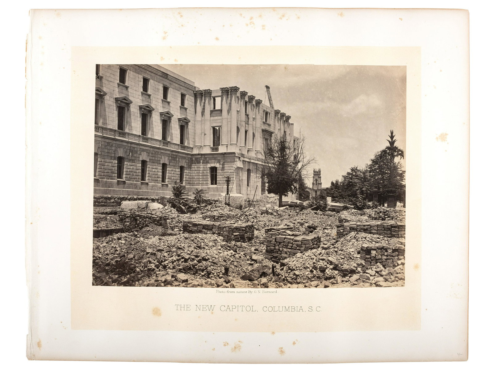 [CIVIL WAR]. BARNARD, George (1819-1902), photographer. The New Capitol, Columbia, SC.  (1 of 2)