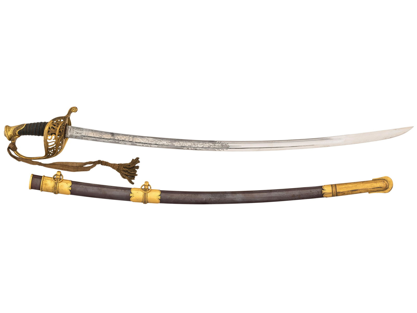 [CIVIL WAR]. High grade Horstmann US Model 1850 Staff & Field Officer's sword with etched cavalry (1 of 7)