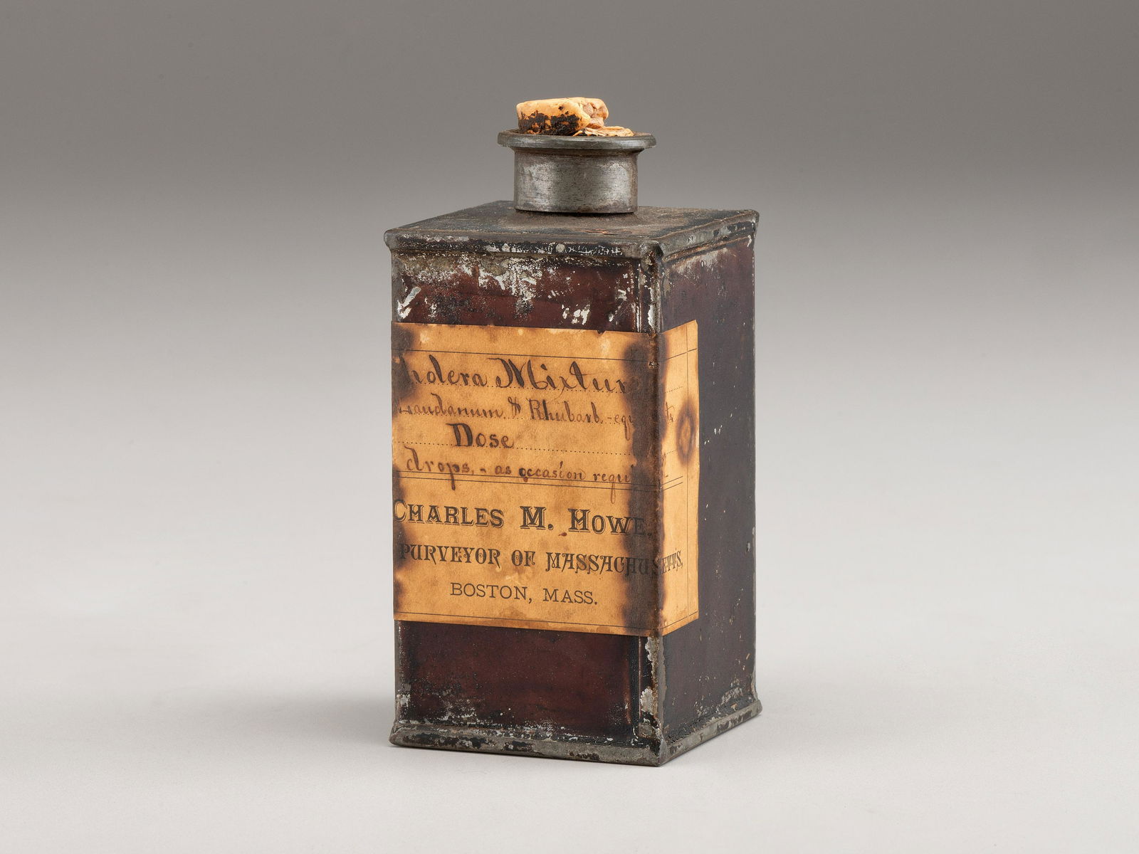 [CIVIL WAR -- MEDICINE]. Government issued "Cholera Mixture" tin.  (1 of 3)