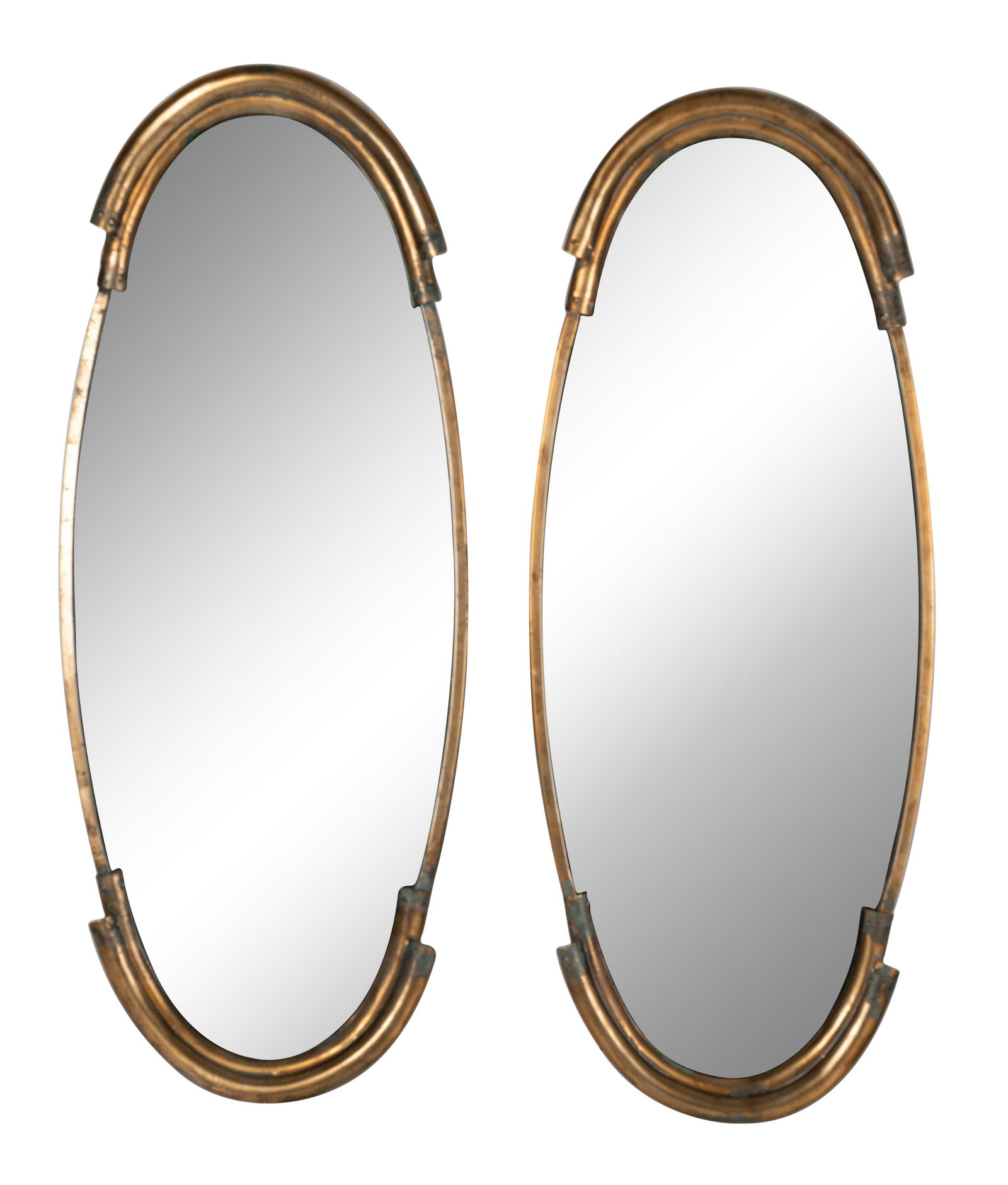 A Pair of Contemporary Aged Brass Mirrors (1 of 3)