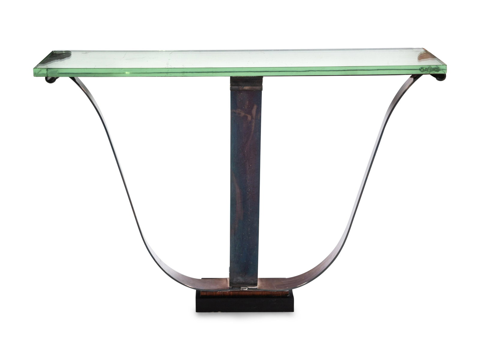 An Iron and Glass Console Table Attributed to Raymond Subes (1 of 2)