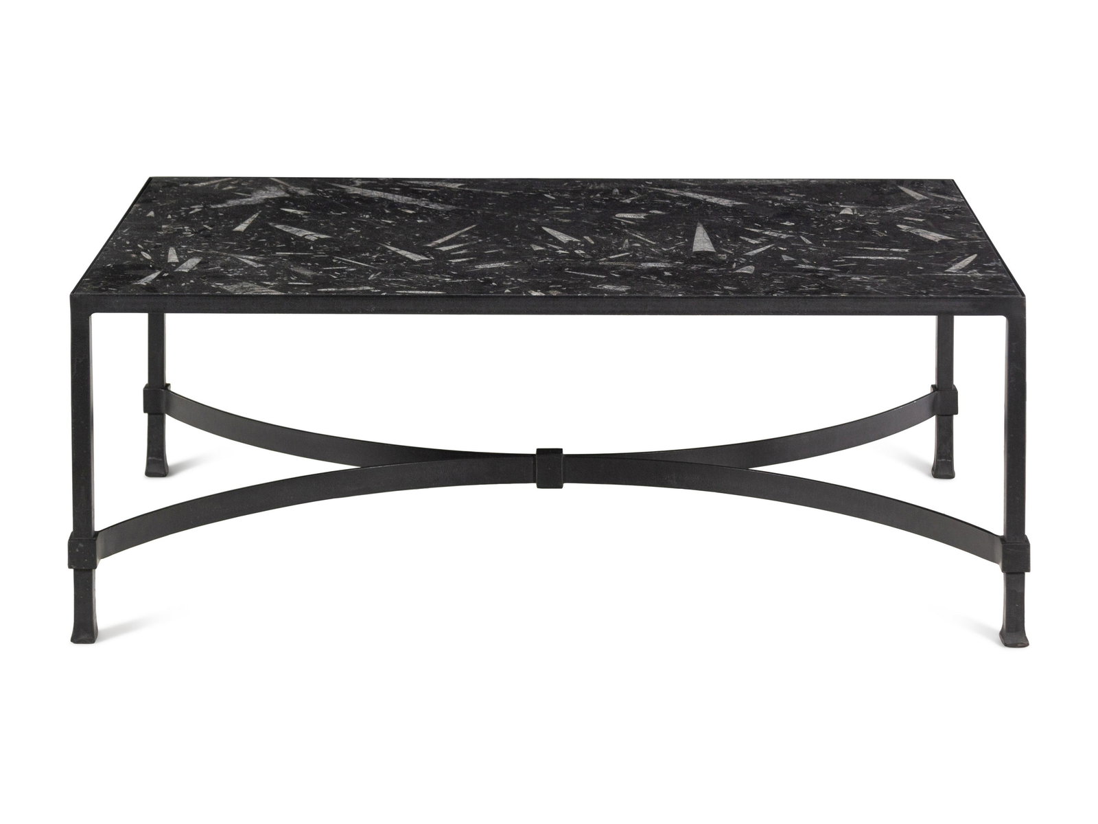 A Contemporary Iron and Fossilized Stone Cocktail Table (1 of 3)