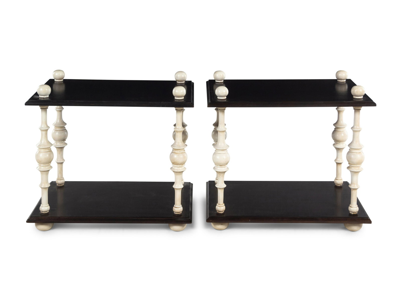 A Pair of Ebonized and White Painted Side Tables (1 of 2)