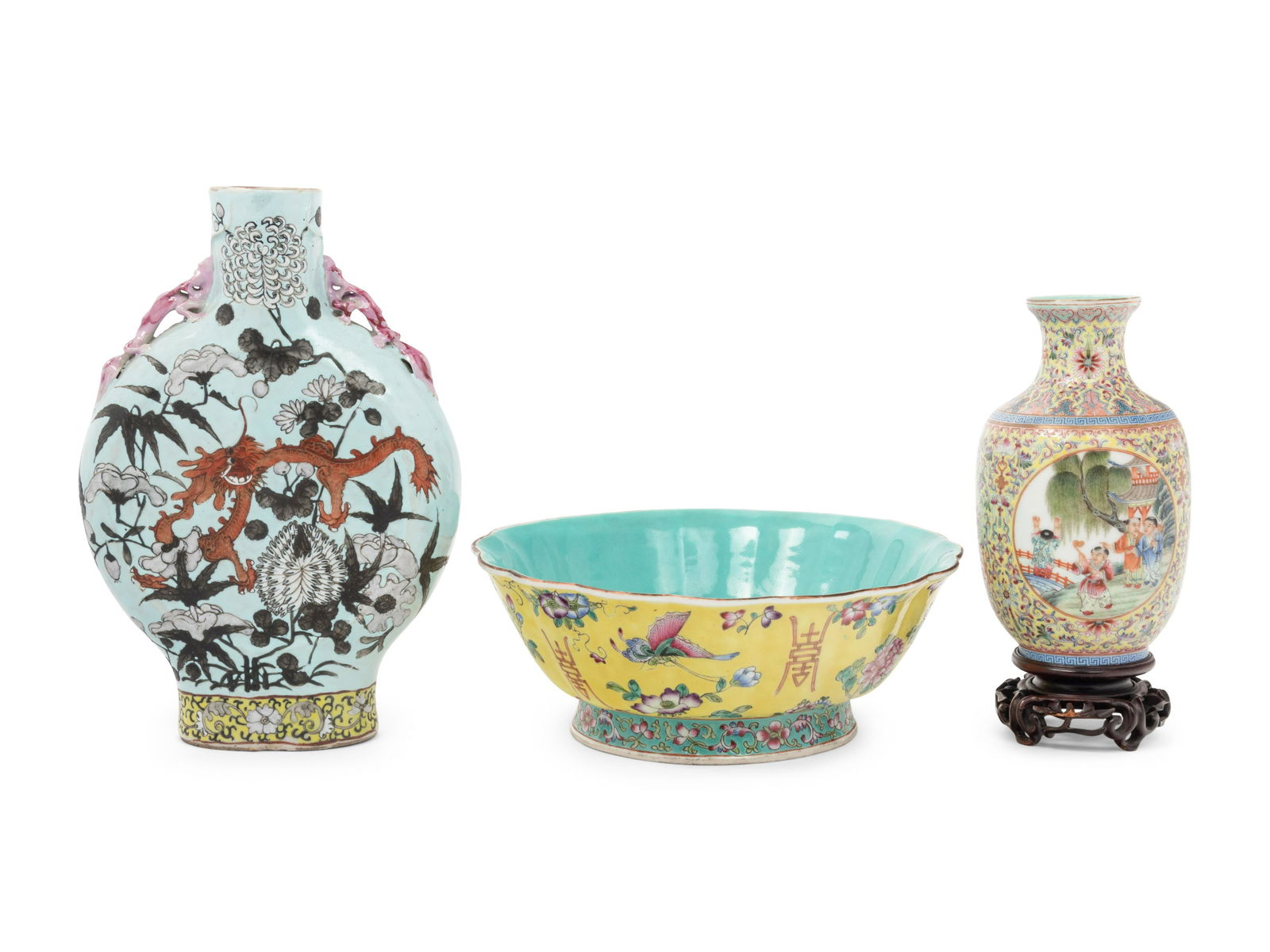 Three Chinese Famille Rose Porcelain Vessels (1 of 4)