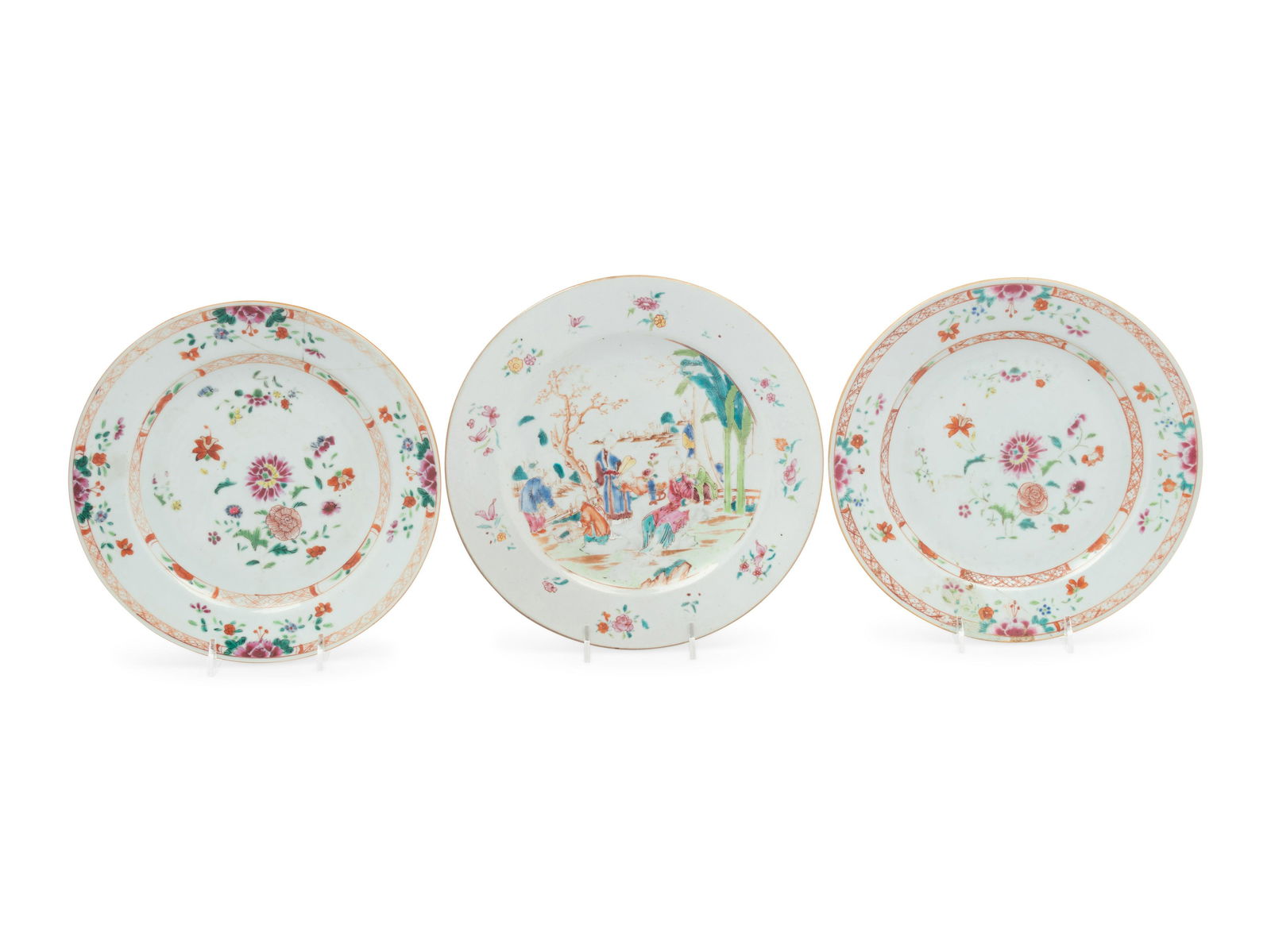Three Chinese Export Famille Rose Porcelain Plates (1 of 3)