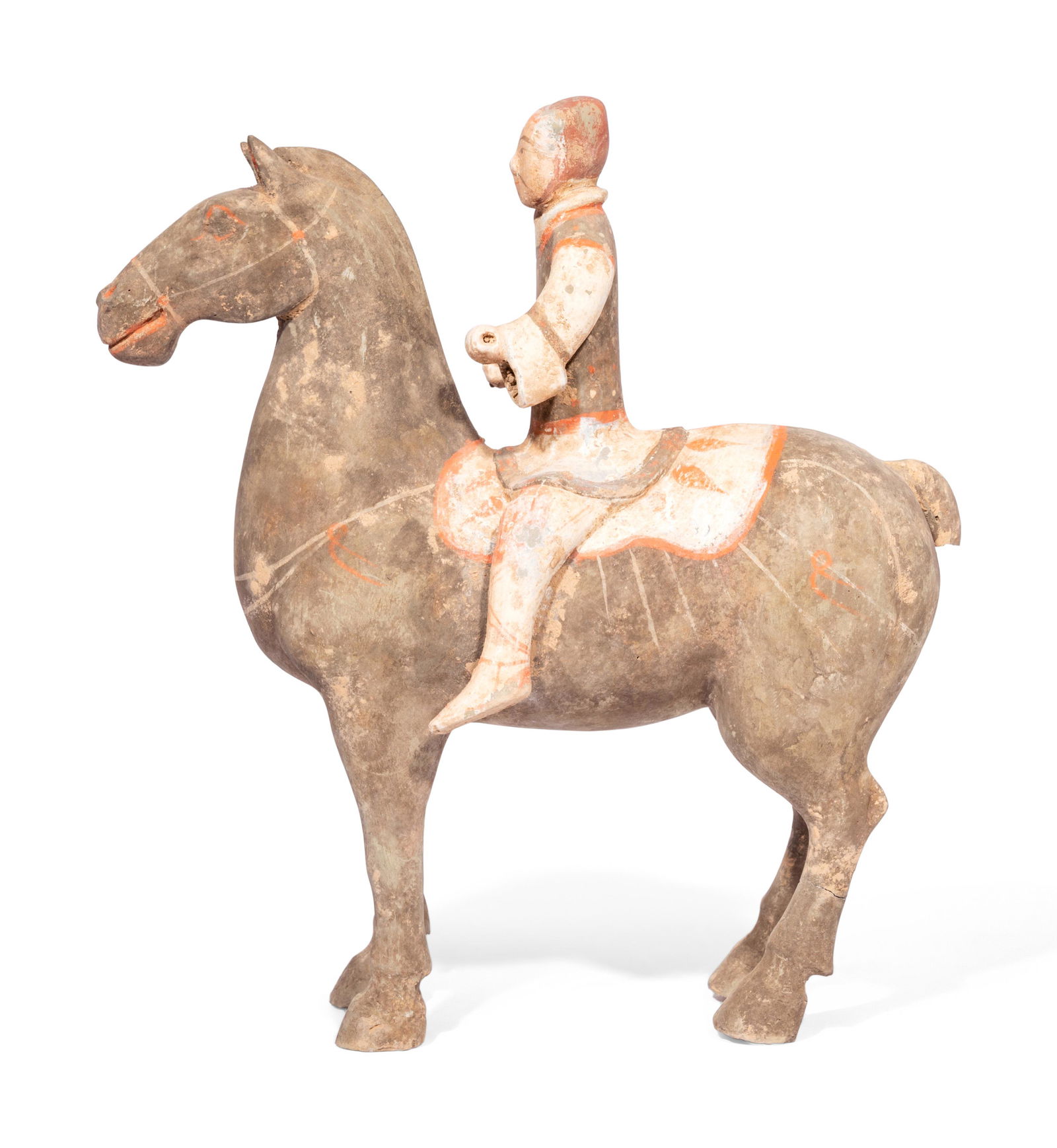 A Chinese Painted Pottery Equestrian Figure (1 of 4)