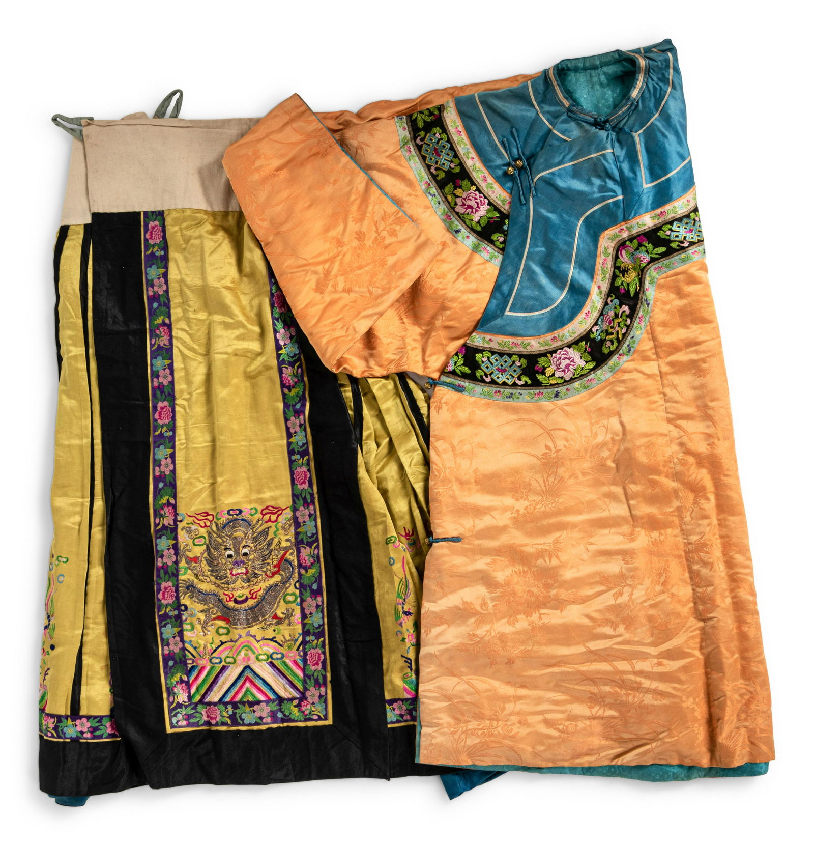 A Chinese Lady's Embroidered Silk Jacket and A Yellow Ground Silk Apron Skirt (1 of 7)