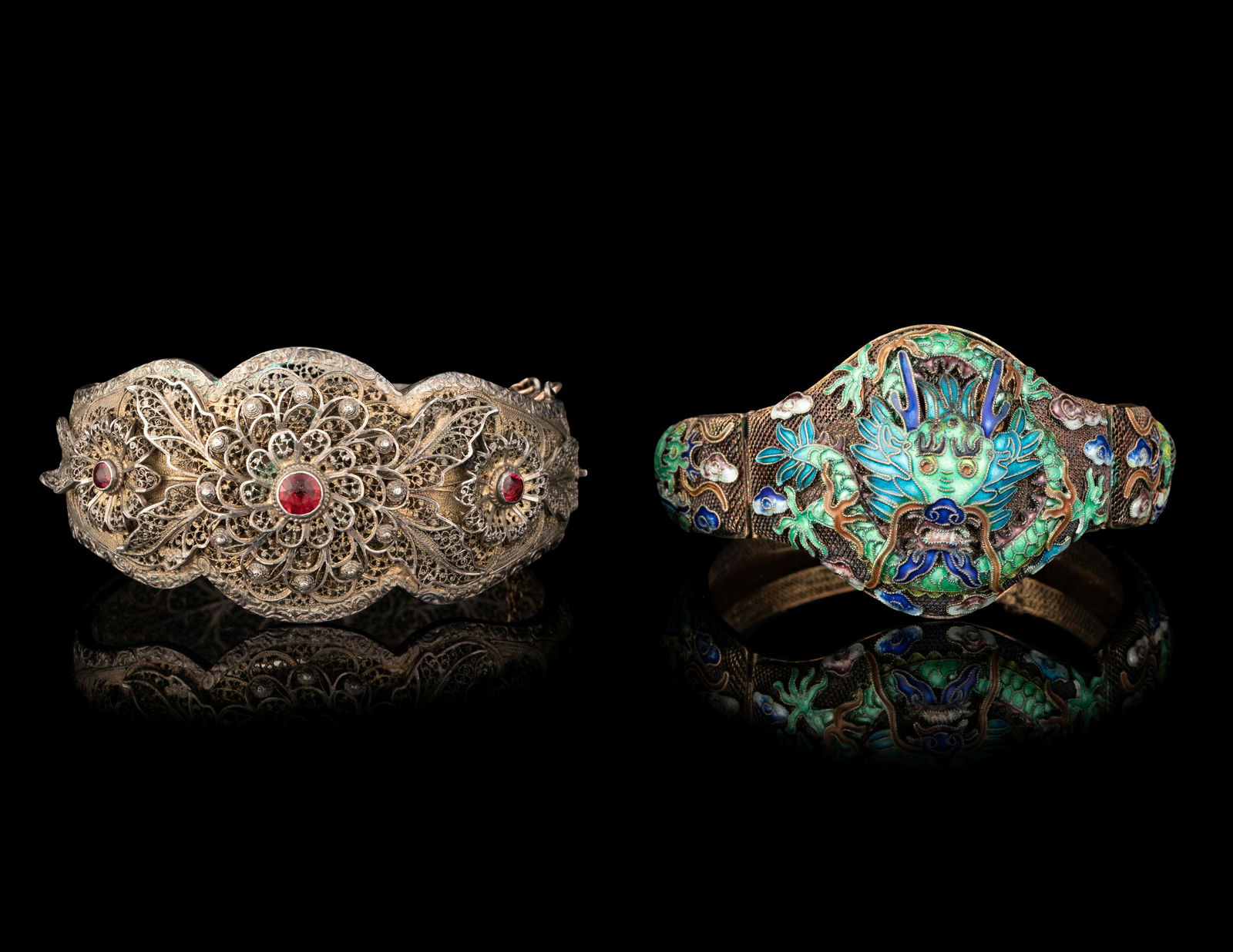 Two Chinese Metal Filigree Bracelets (1 of 4)