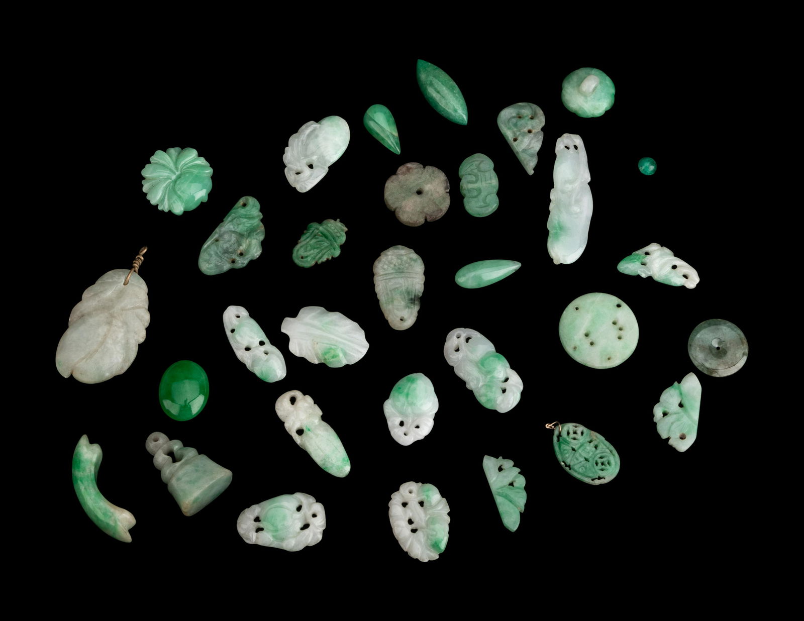 A Group of Chinese Jadeite Jewelry Pieces (1 of 5)