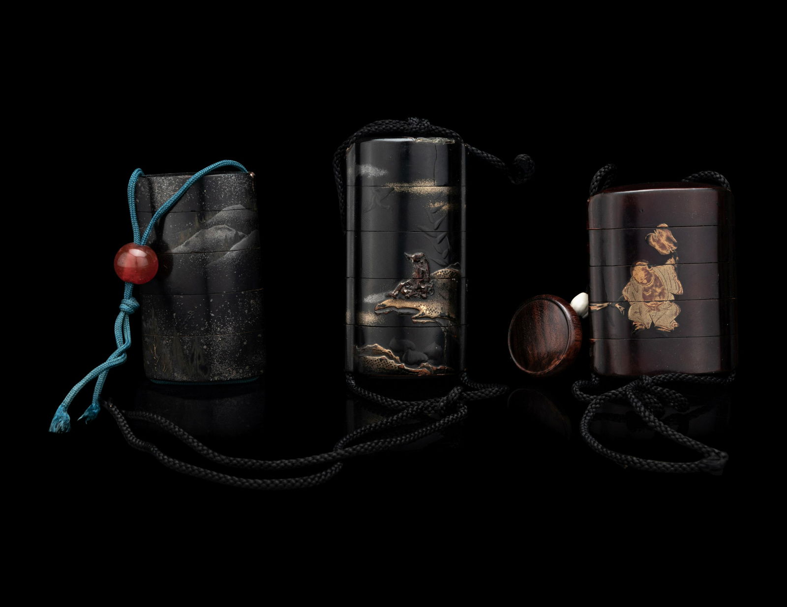 Three Japanese lacquer Four-Case Inros (1 of 5)