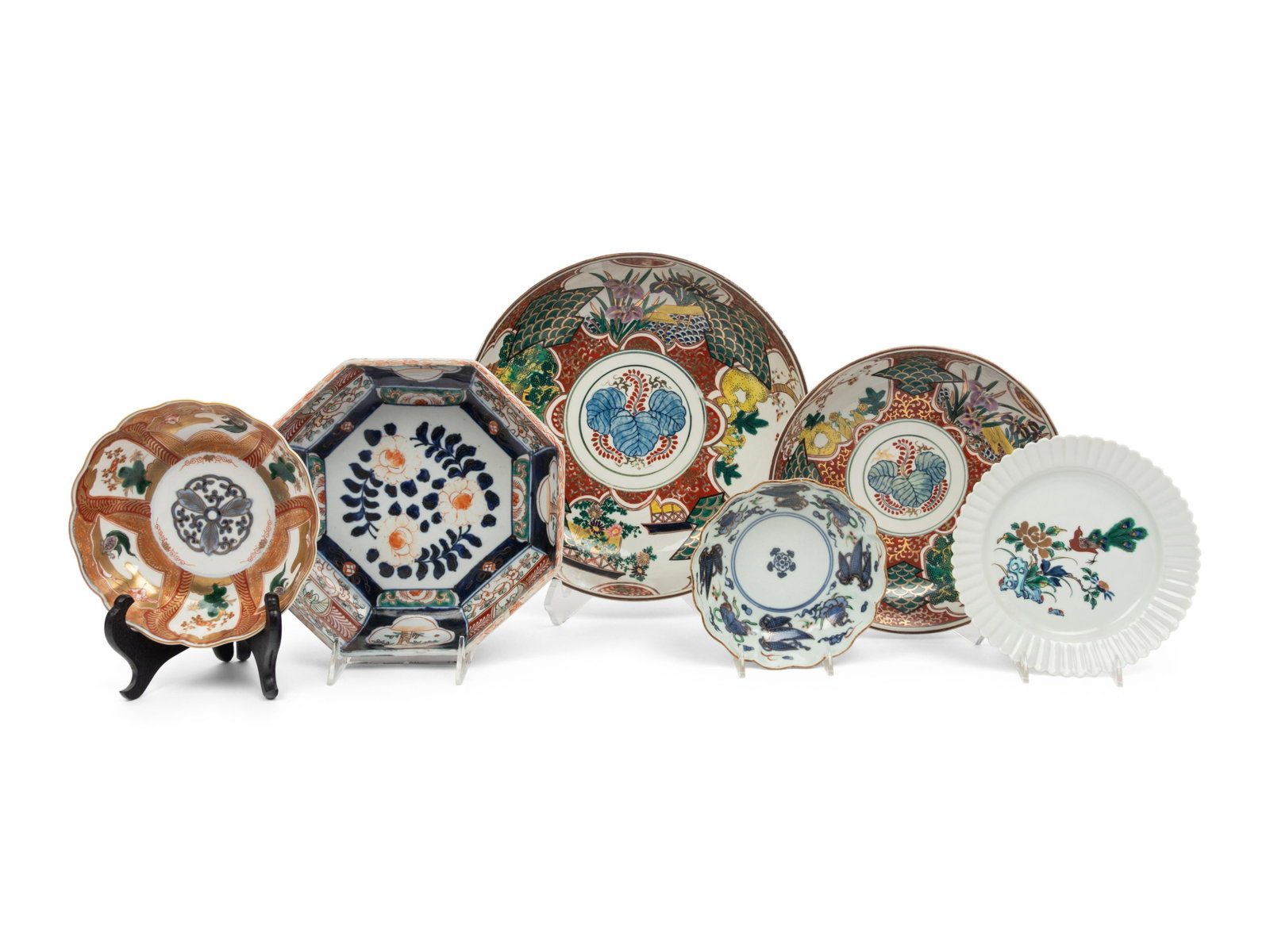 Six Japanese Porcelain Plates and Bowls: Six Japanese Porcelain Plates and Bowls 19TH-20TH CENTURY Diameter of largest 11 1/2 in., 29.2 cm. Property from the Collection of Howard and Jane Cohen, Baltimore, Maryland