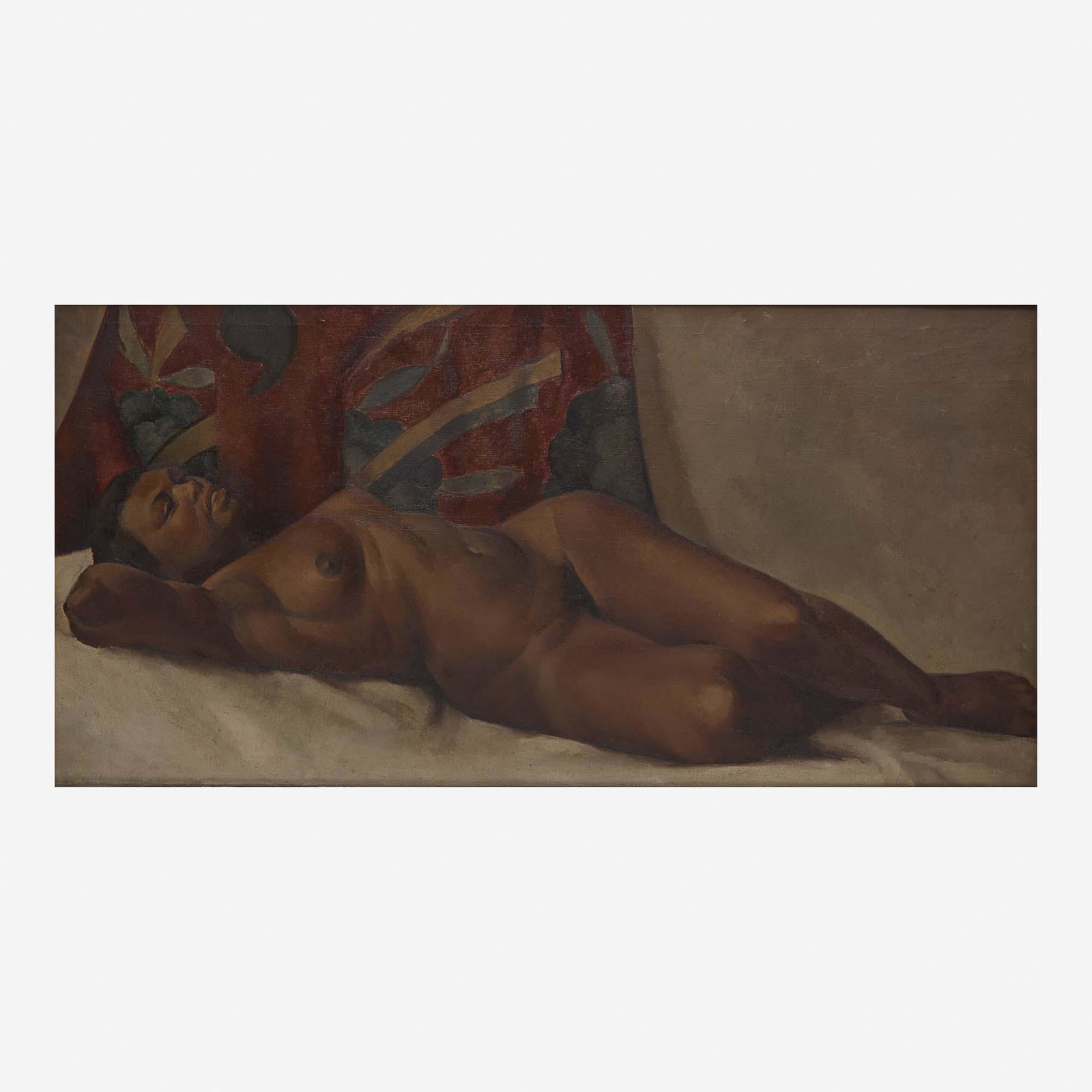 20th Century School Reclining Nude: 20th Century School Reclining Nude Inscribed 'J. White' verso, oil on canvas. (21 1/4 x 43 1/4 in. (54 x 110cm)) Provenance Property of a Private Pennsylvania Collection. A