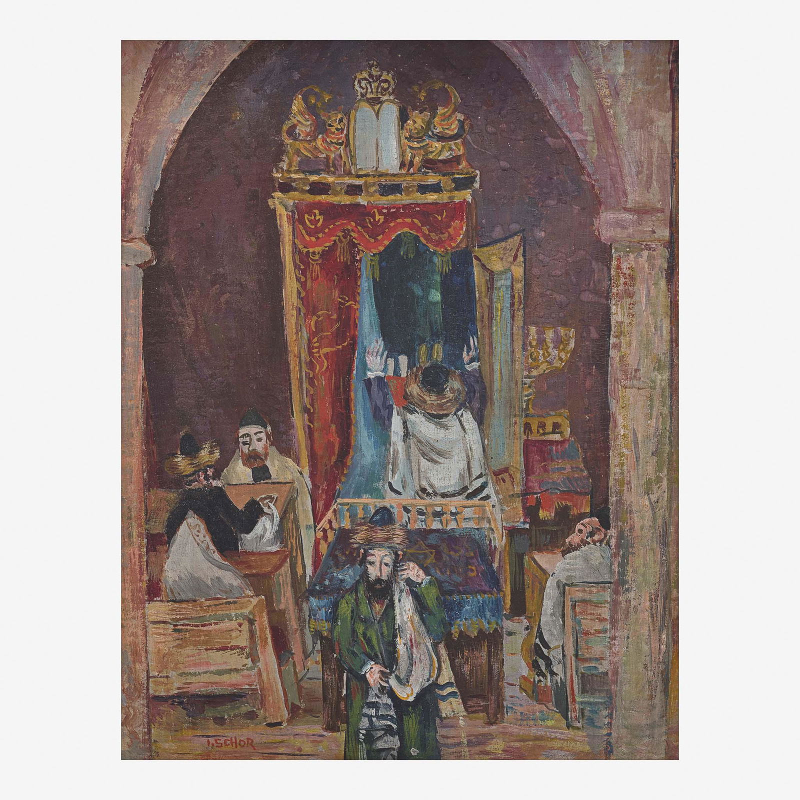 Ilya Schor (American, 1904-1961) Synagogue Interior (1 of 2)