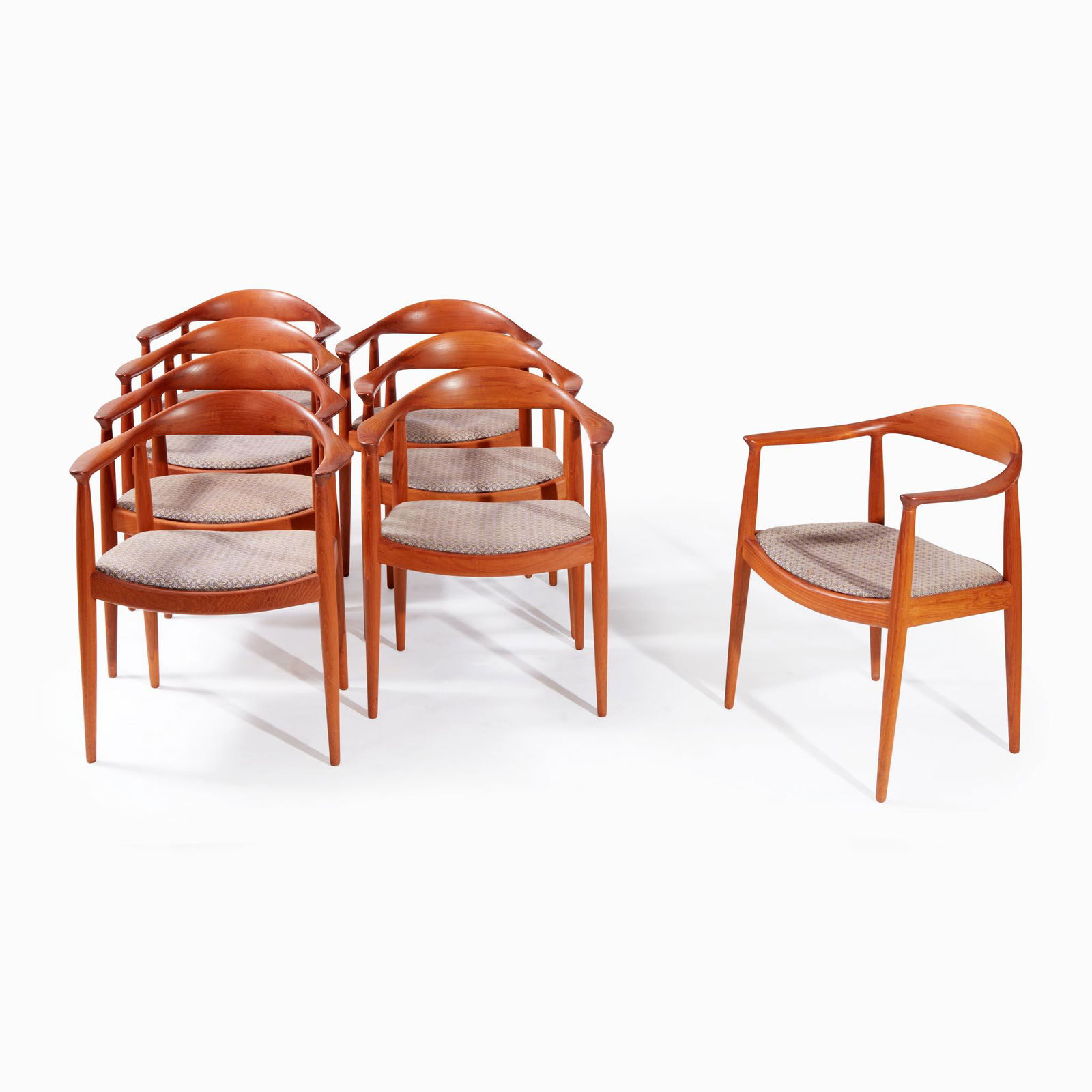Hans Wegner "The Chair", Set of Eight, Johannes Hansen for Knoll International, Denmark, designed (1 of 5)