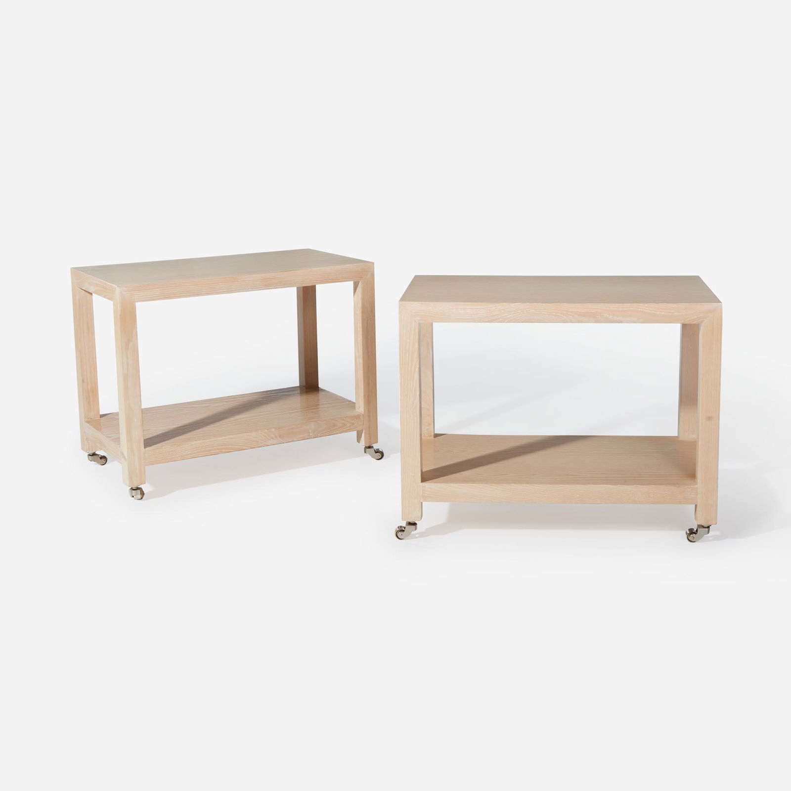 Contemporary A Pair of Rolling Parsons End Tables, circa 1980 (1 of 1)