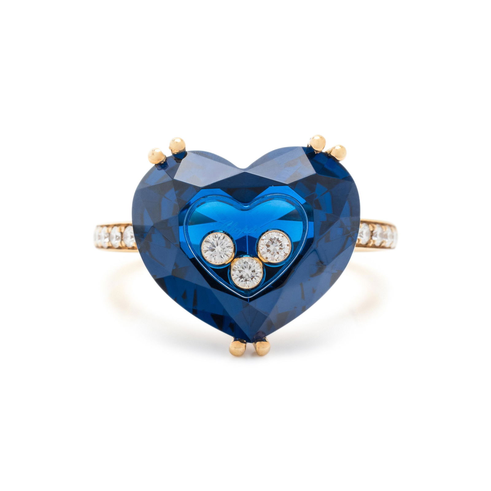 CHOPARD, DIAMOND AND BLUE CRYSTAL 'HAPPY DIAMONDS' RING (1 of 3)