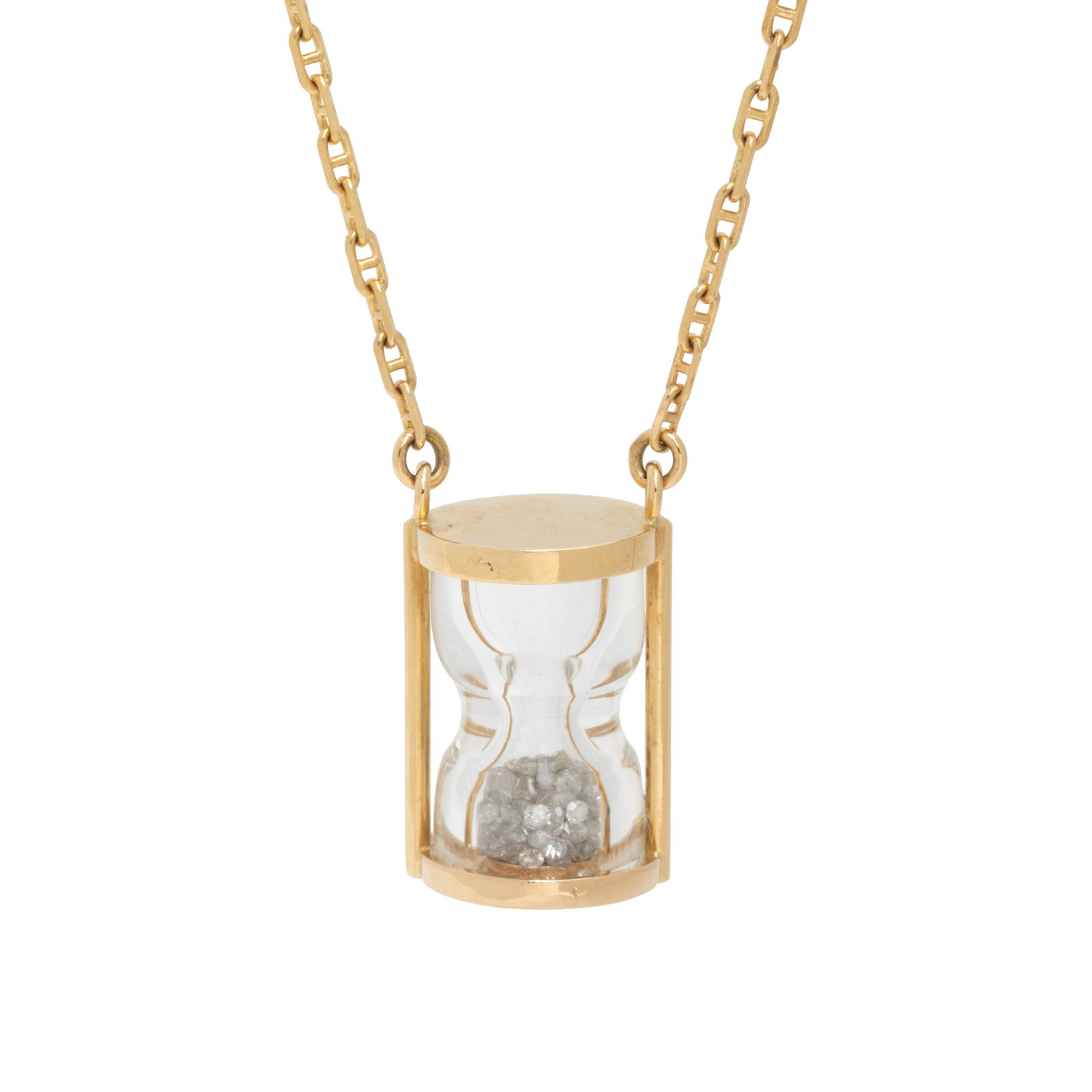 SIDNEY MOBELL, YELLOW GOLD AND DIAMOND HOURGLASS NECKLACE (1 of 2)