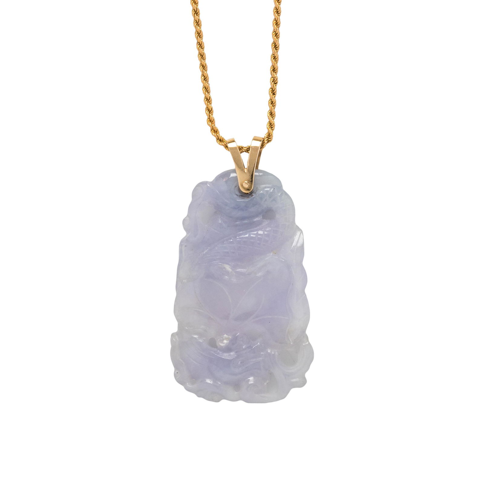 YELLOW GOLD AND LAVENDER JADE PENDANT/NECKLACE (1 of 3)