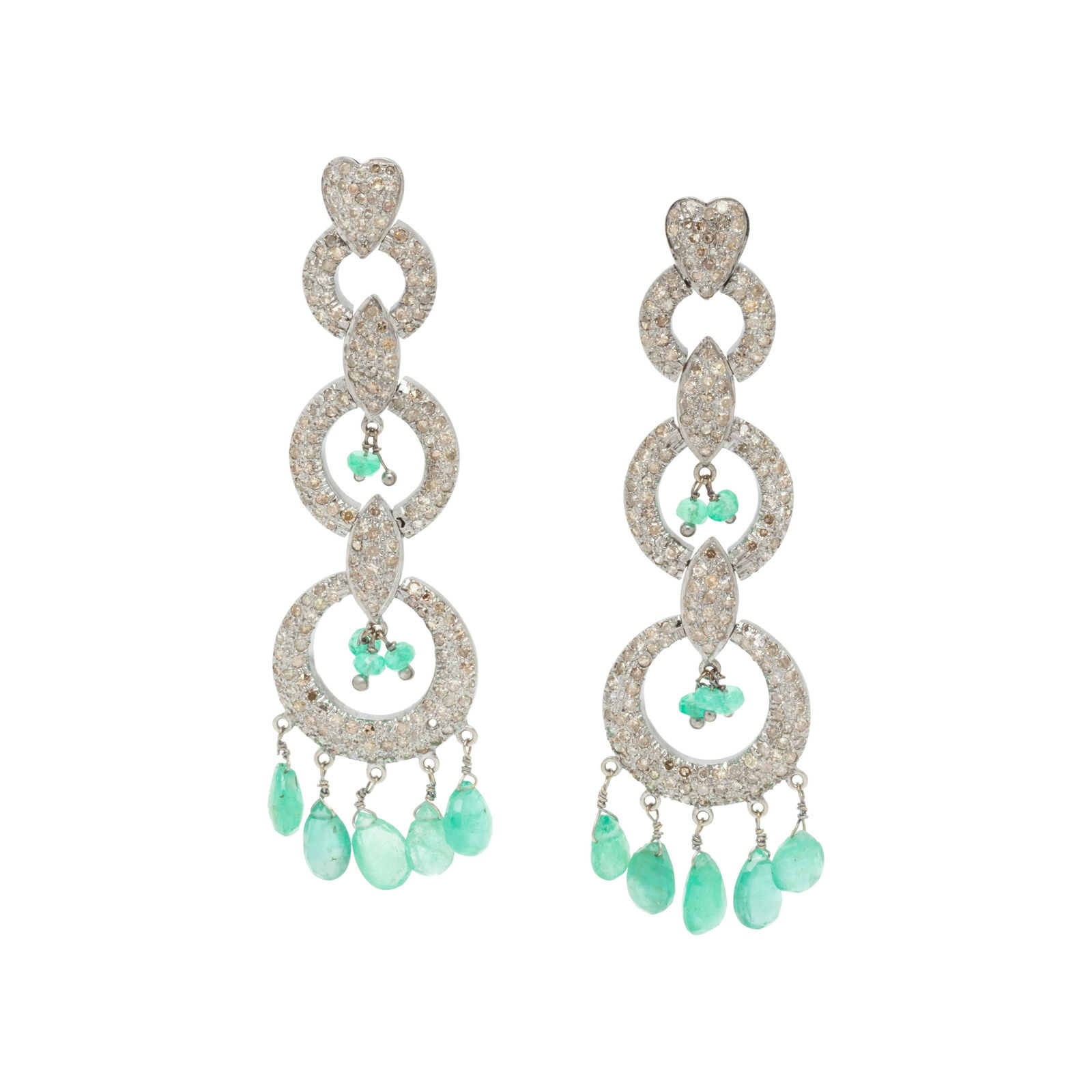 DIAMOND, COLORED DIAMOND AND EMERALD EARRINGS (1 of 2)