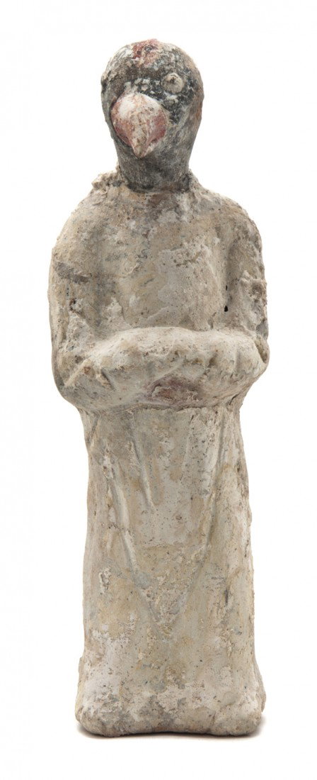 A Chinese Burial Figure, Height 7 inches.: A Chinese Burial Figure, Song/Yuan Dynasty, having the head of a bird with human body. Height 7 inches. Property from the Collection of Mr. and Mrs. John F. Monroe, Milwaukee, Wisconsin