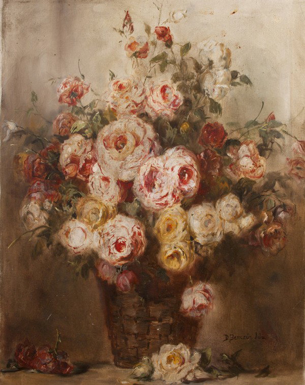 Ida Benczur Dolanyi, (Hungarian, 1876-1970), Still: Ida Benczur Dolanyi (Hungarian, 1876-1970) Still Life, Roses oil on canvas signed D. Benczur Ida (lower right) 30 x 24 inches. Property from a Private Collection, Chicago, Illinois