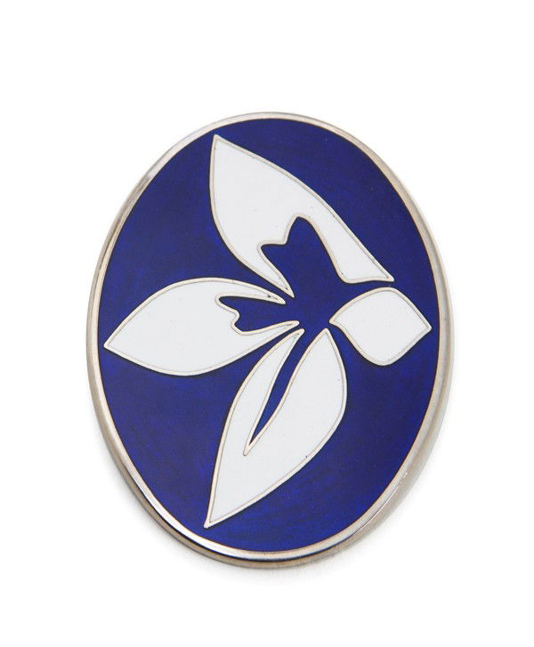 Jack Youngerman, (American, b. 1926), Oval Enamel: Jack Youngerman (American, b. 1926) Oval Enamel Brooch, 1969 metal with blue and white enamel inlay embossed JY 69 (verso) 2 x 3 inches. Property from the Estate of Tom G. and Mary Ja