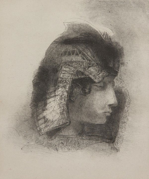 Odilon Redon, (French, 1840-1916), Face in Profile: Odilon Redon (French, 1840-1916) Face in Profile lithograph 7 1/2 x 6 1/2 inches.