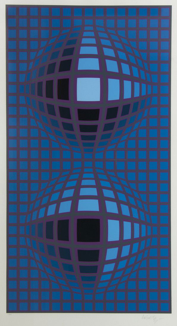 Victor Vasarely, (French/Hungarian, 1906-1997), Ge: Victor Vasarely (French/Hungarian, 1906-1997) Geometric Composition silkscreen edition 11/325, signed Vasarely (lower right) 34 1/2 x 18 1/2 inches.