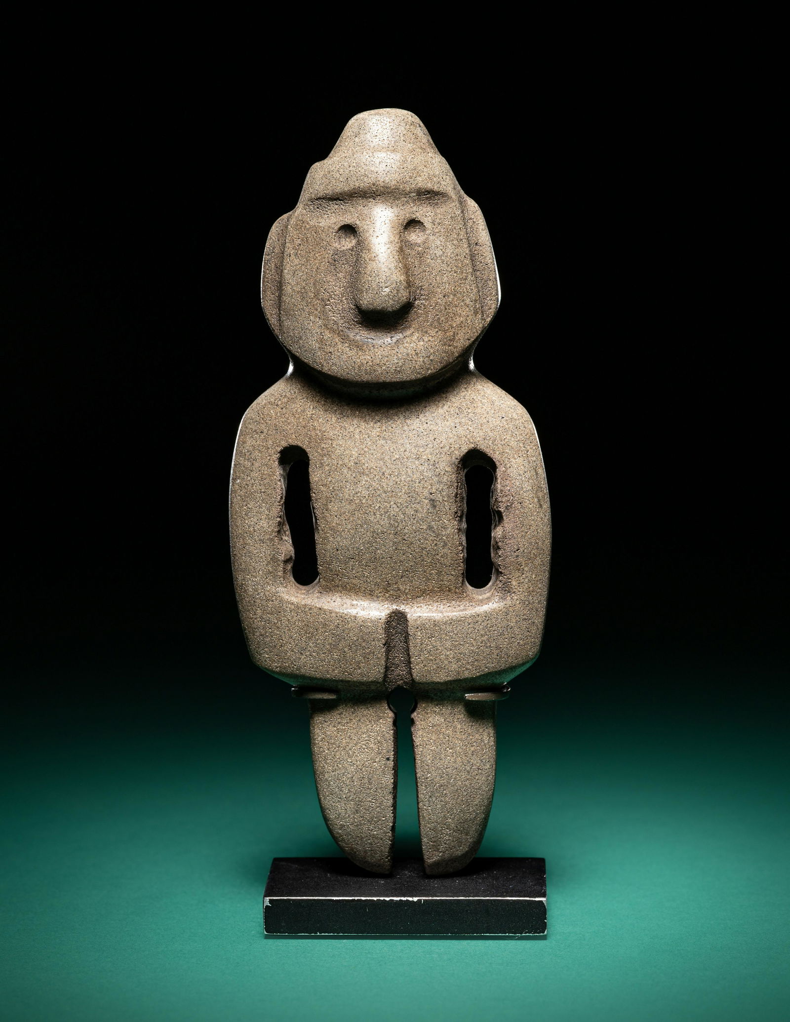 A Mezcala Metadiorite Figure with Headdress Height 4 13/16 inches (12.2 cm). (1 of 4)
