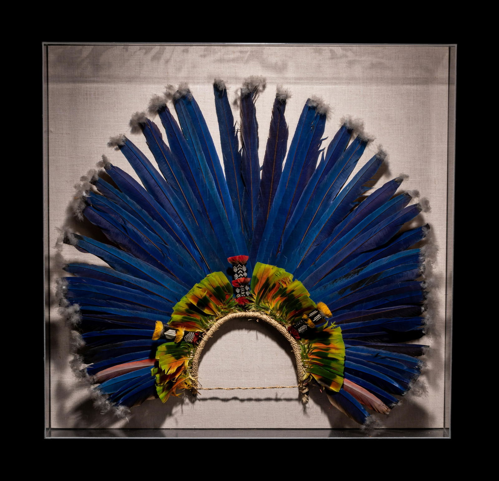 A Juruna Feather Headdress Height 30 1/4 inches (77 cm). (1 of 4)