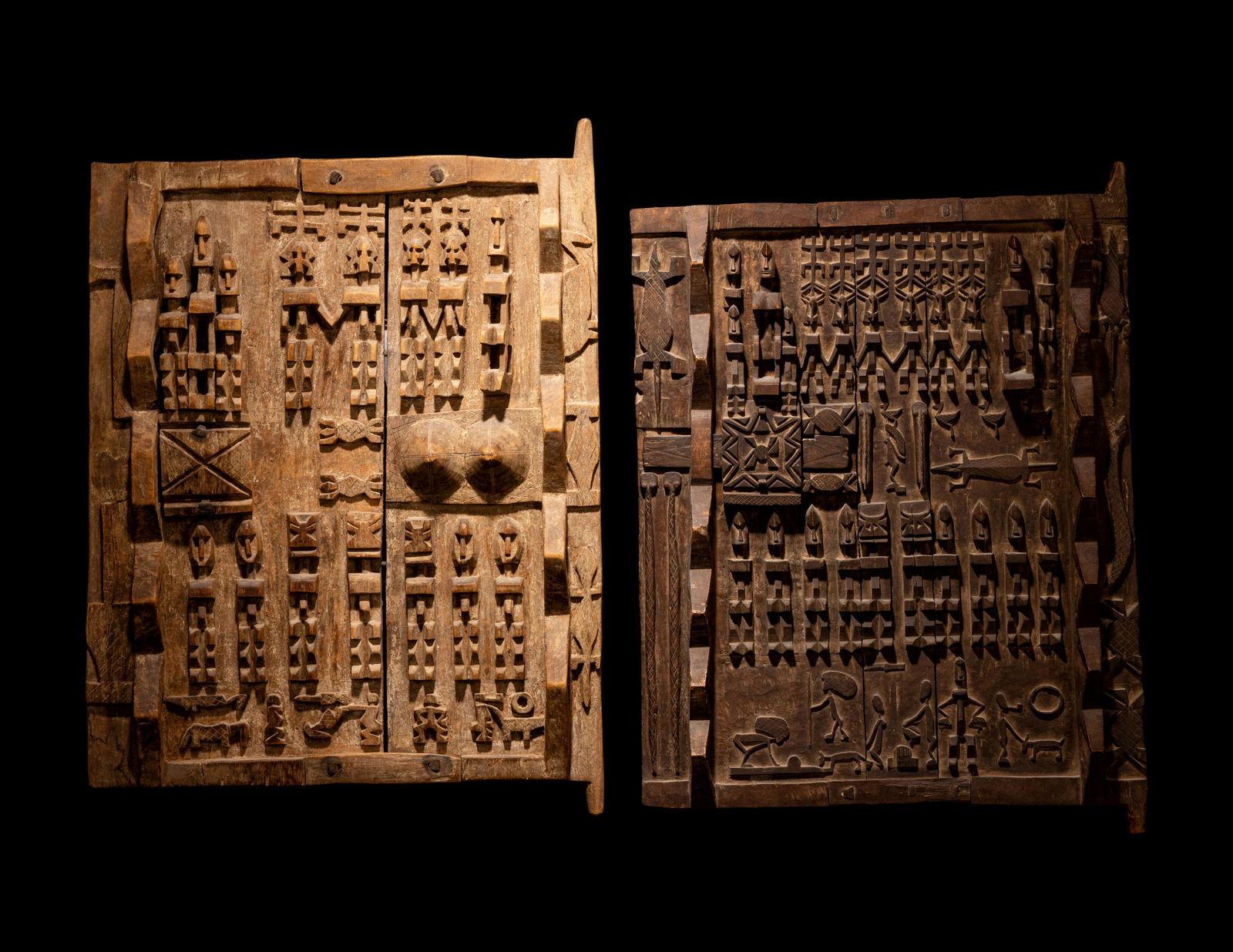 Two Dogon Wood Granary Doors Height of largest 22 inches (55.8 cm). (1 of 12)