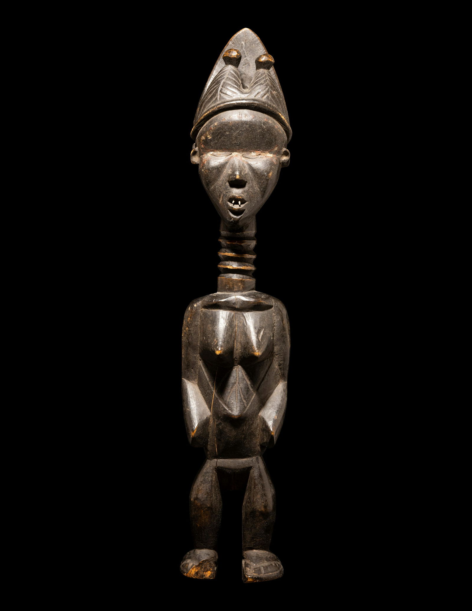 A Baule Wood Janus-Headed Figure Height 22 1/2 inches (57.3 cm). (1 of 4)