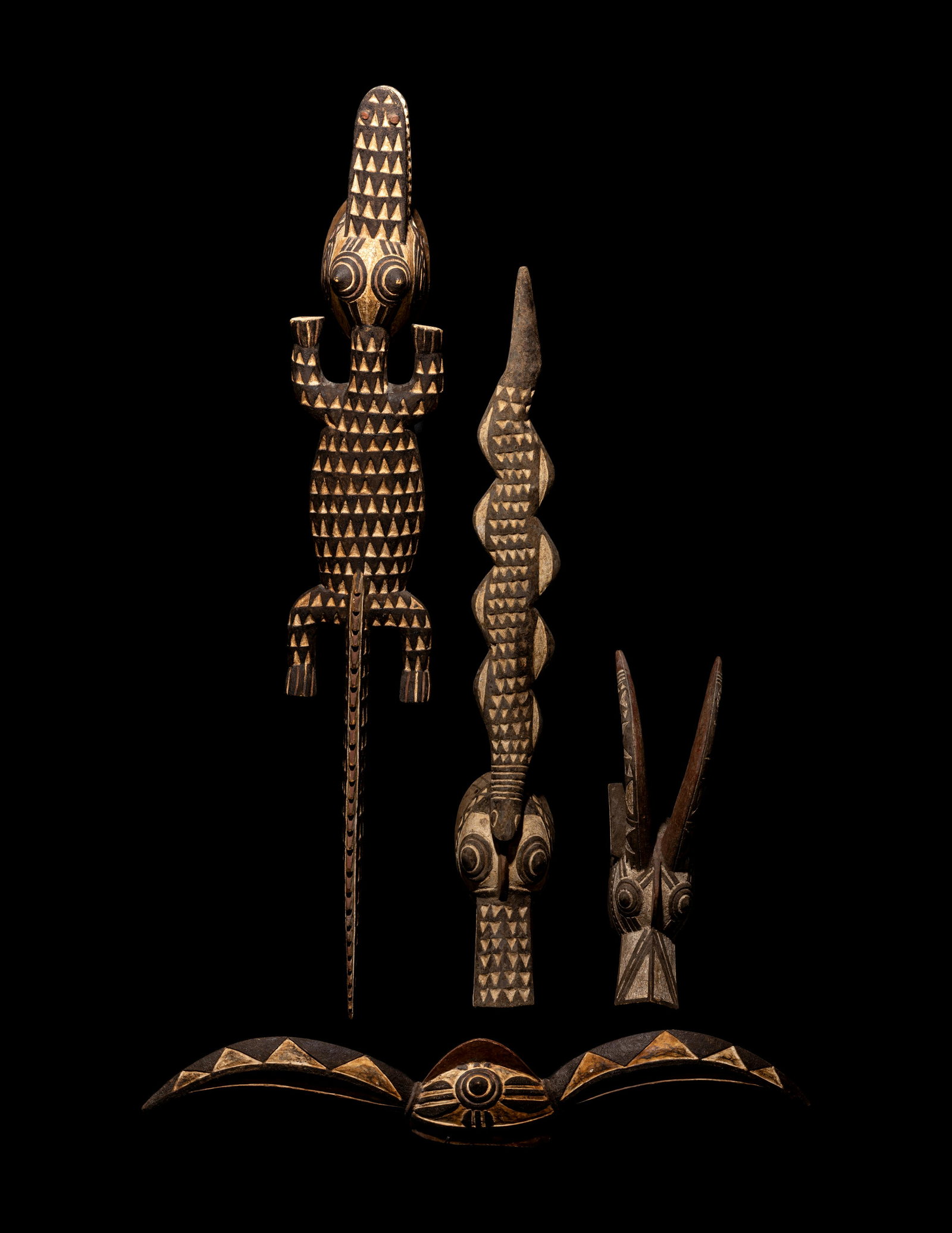 Four Mossi Wood Masks Length of largest 54 7/8 inches (139.5 cm). (1 of 11)