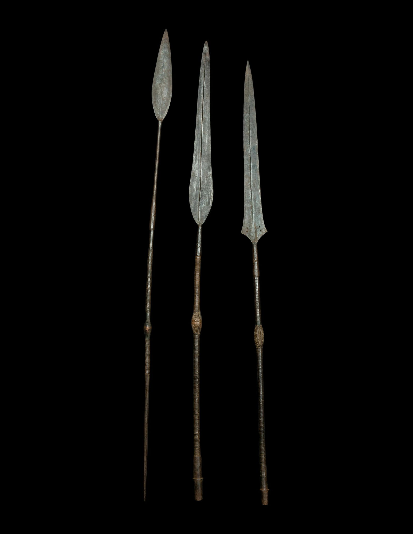 Three Maasai Warrior Spears Length of longest 62 3/8 inches (158.5 cm). (1 of 5)