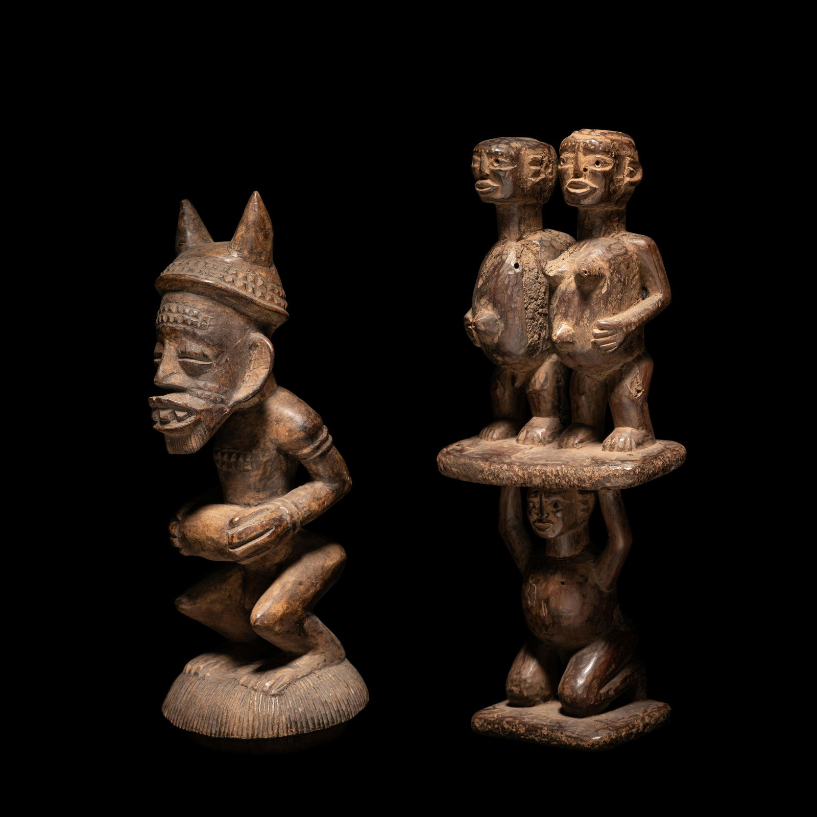 Two African Wood Figures Height of tallest 12 1/8 inches (30.8 cm). (1 of 7)