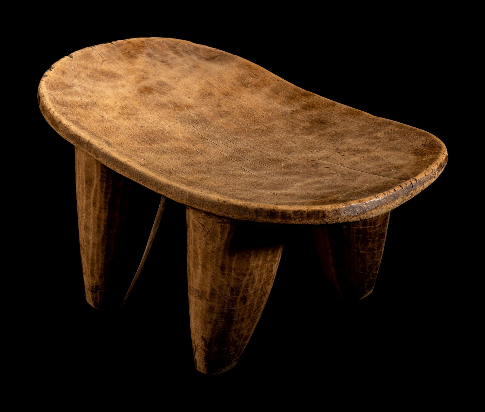 A Senufo Wood Stool Height 10 inches (25.4 cm). (1 of 3)