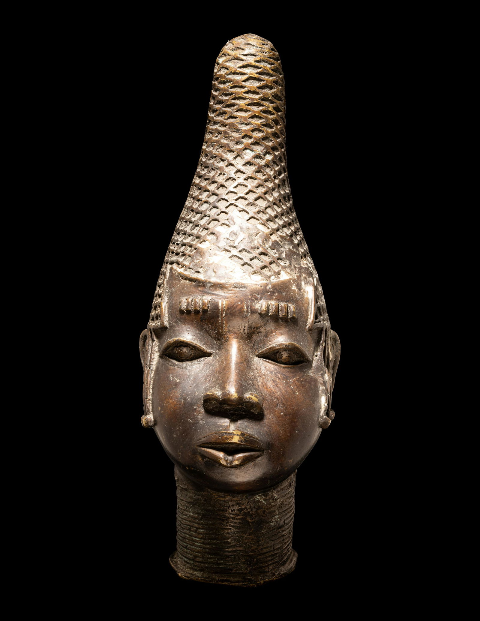 A Benin Style Bronze Female Bust Height 17 13/32 inches (44.2 cm). (1 of 4)