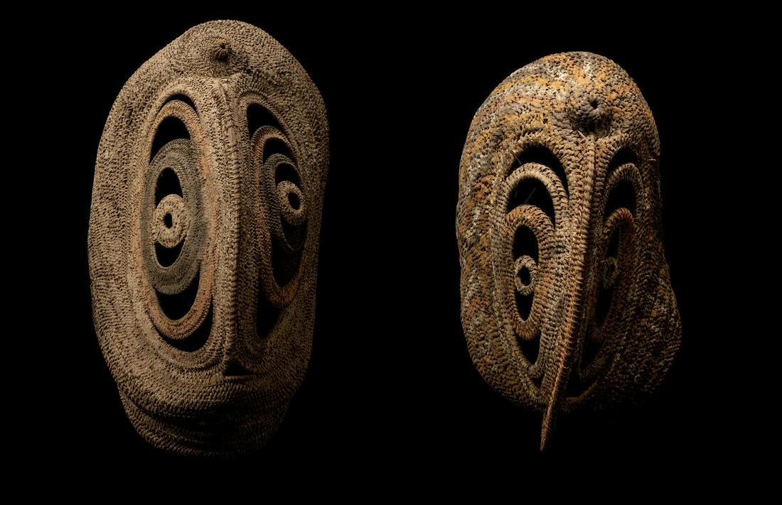 Two Yam Masks Height of largest 21 11/16 inches (55.1 cm). (1 of 10)