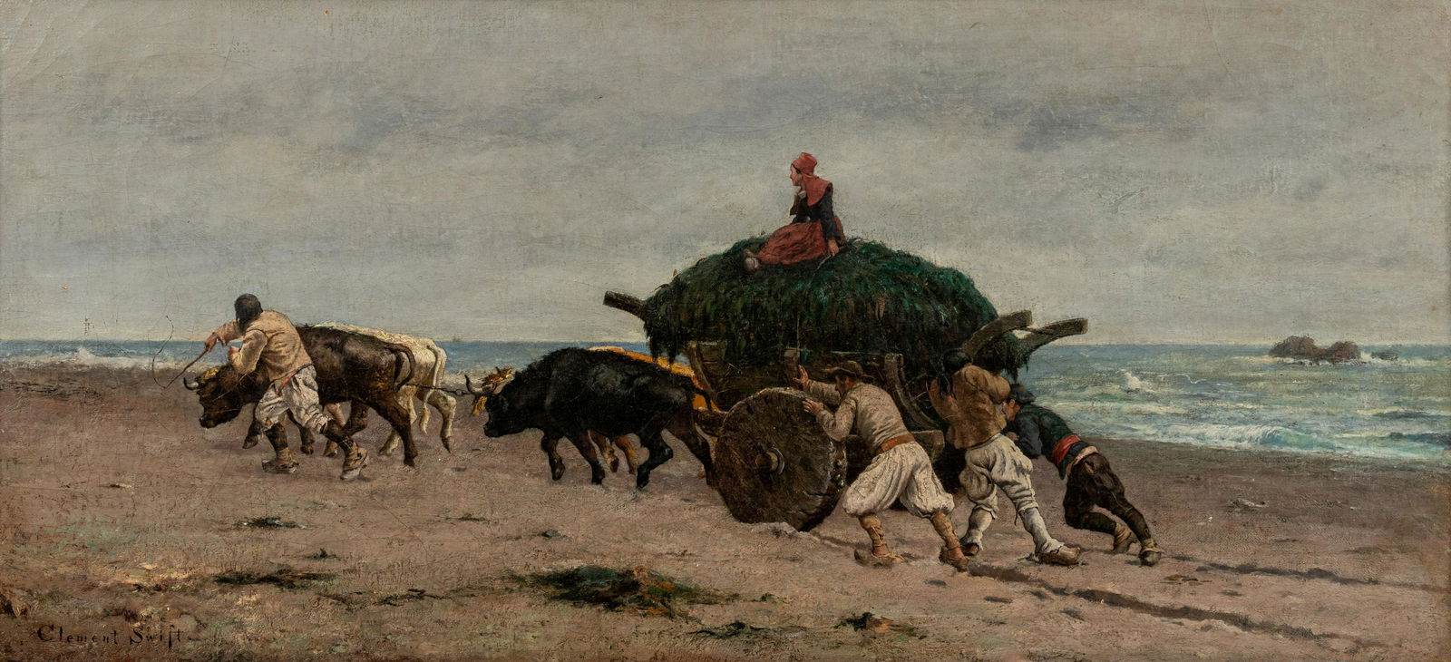 Clement Nye Swift  (American, 1846-1918) Gathering Seaweed (1 of 5)