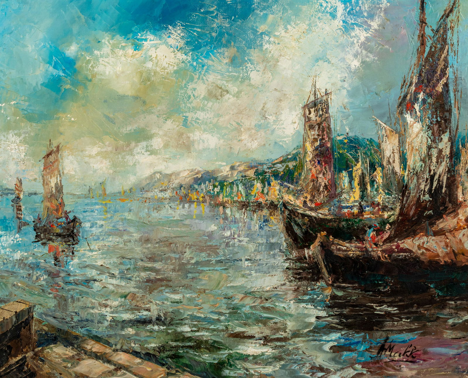 Americo Makk (American/Hungarian, 1927-2015) Harbor Scene (1 of 6)