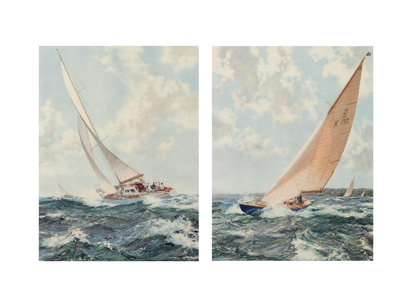 Montague Dawson (British, 1890-1973) Ocean Racer and Royal Yacht, Bluebottle (a pair of prints) (1 of 6)
