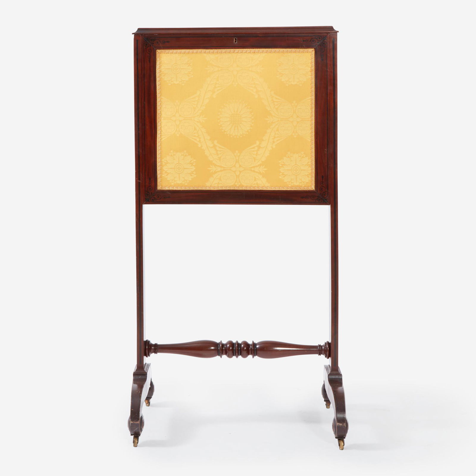 A Regency Ebony String Inlaid Mahogany Fire Screen Writing Table (1 of 1)