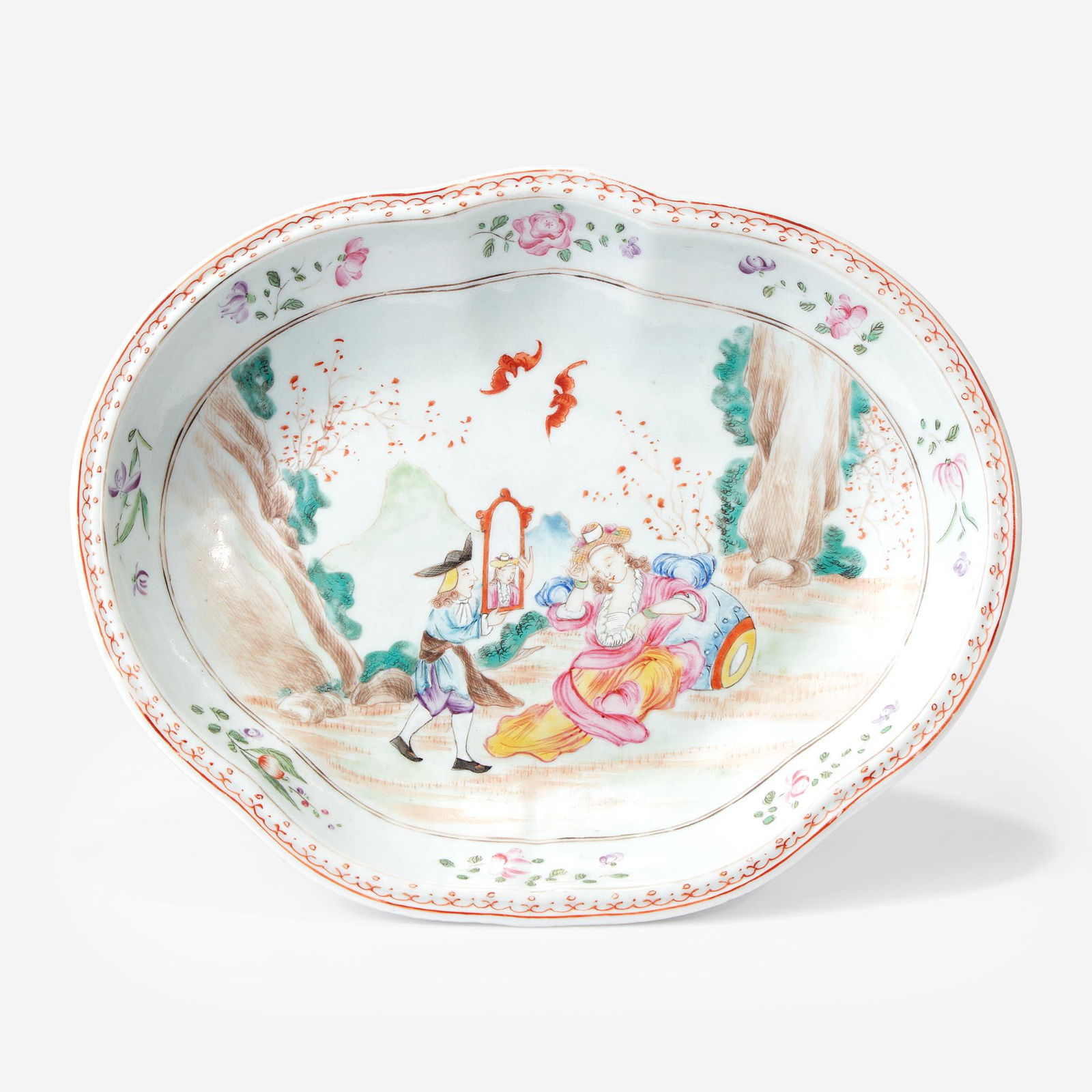 A Chinese Export Porcelain Famille Rose Shaped Platter circa 1750 (1 of 3)