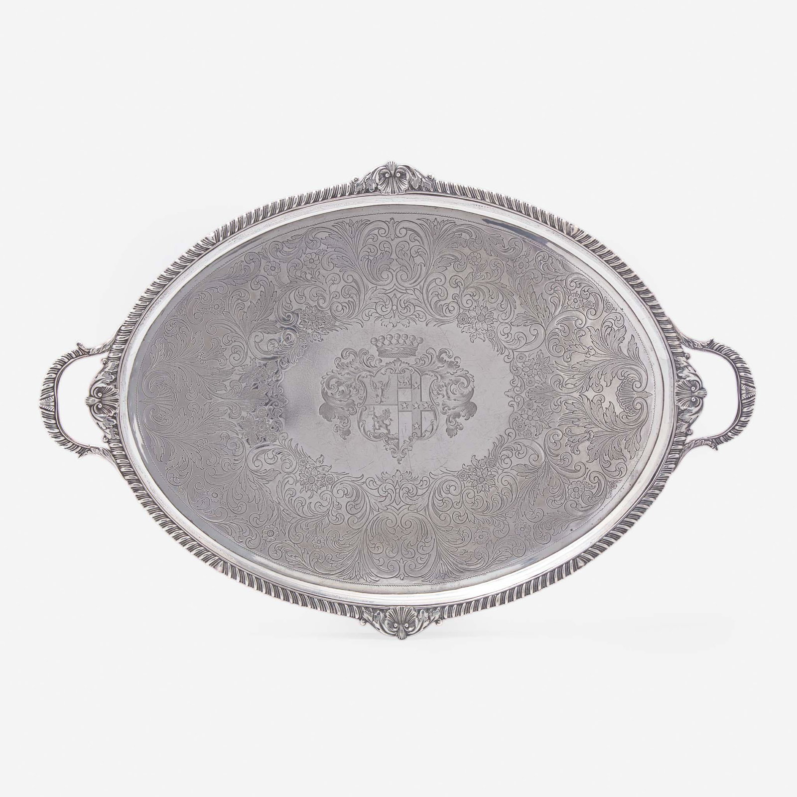 A George III Sterling Silver Two-Handle Armorial Tray John Cotton and Thomas Head, London, 1792 (1 of 1)